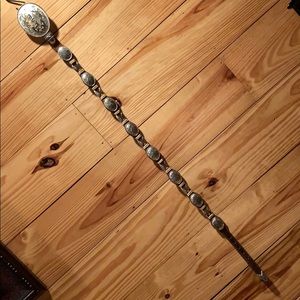 Leather Concho belt - Montana Silversmiths buckle